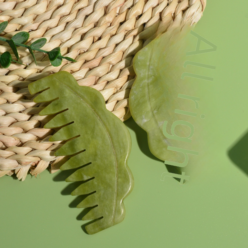 Jade Hair Combs for Women's Scalp Care and Massage